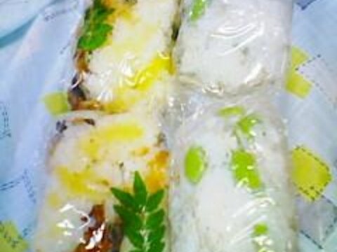 鰻と卵のお寿司とじゃこと枝豆のお寿司